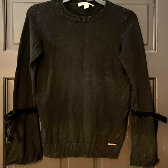 Michael Kors Bell Sleeve Black Sweater with Velvet Bows: Size XS - Picture 4 of 8
